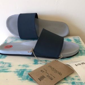 NWT Indosole blue arch support shore light slide sandals size 6/7Wide